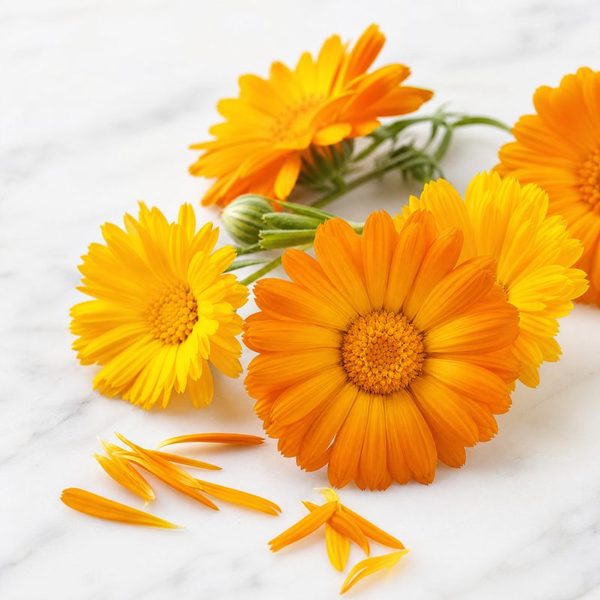 Flores de calêndula, ingrediente de cuidado corporal do creme depilatório Makishi